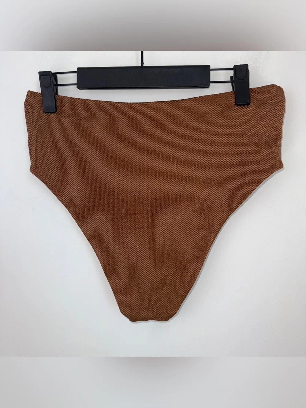 AERIE crossover shine PIQUE HIGH WAIST TWIST CHEEKY BIKINI BOTTOMS L
